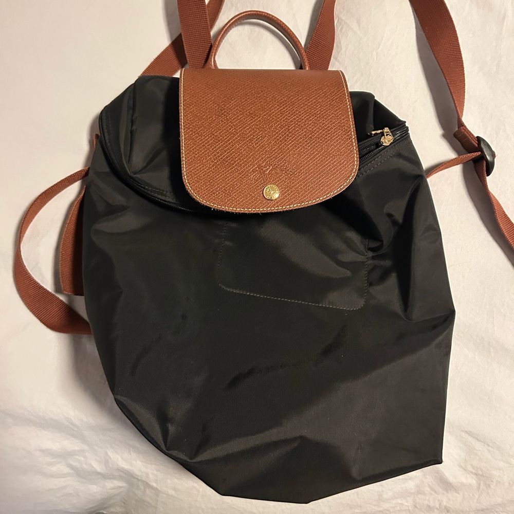 Longchamp Black and Brown Women's Backpack